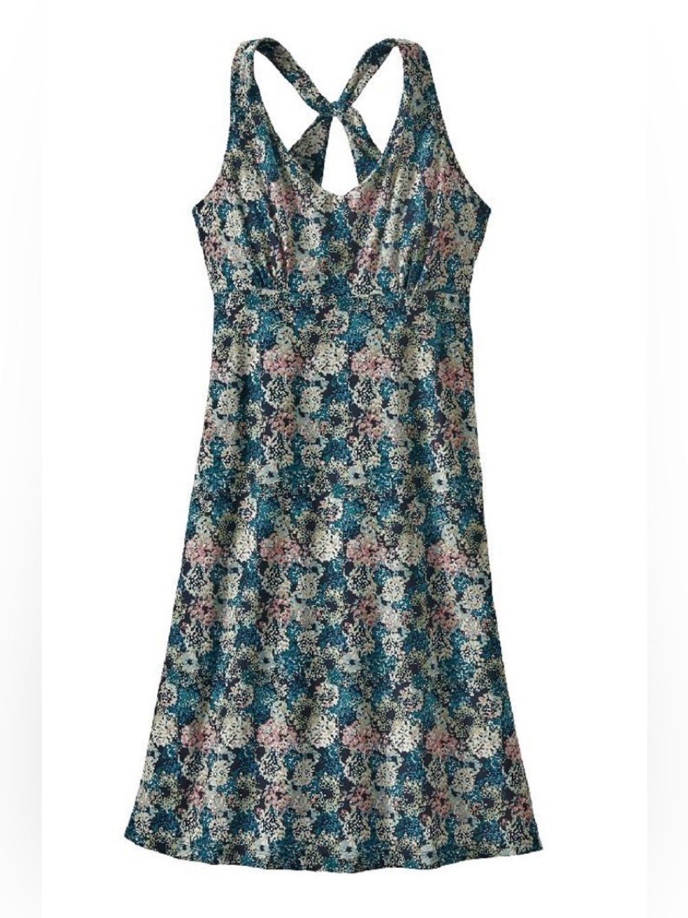 Patagonia Dress Magnolia Spring Floral Print Navy Jersey Shelf Bra No Shorts S